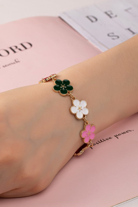 Multi Color Enamel Flower Bracelet