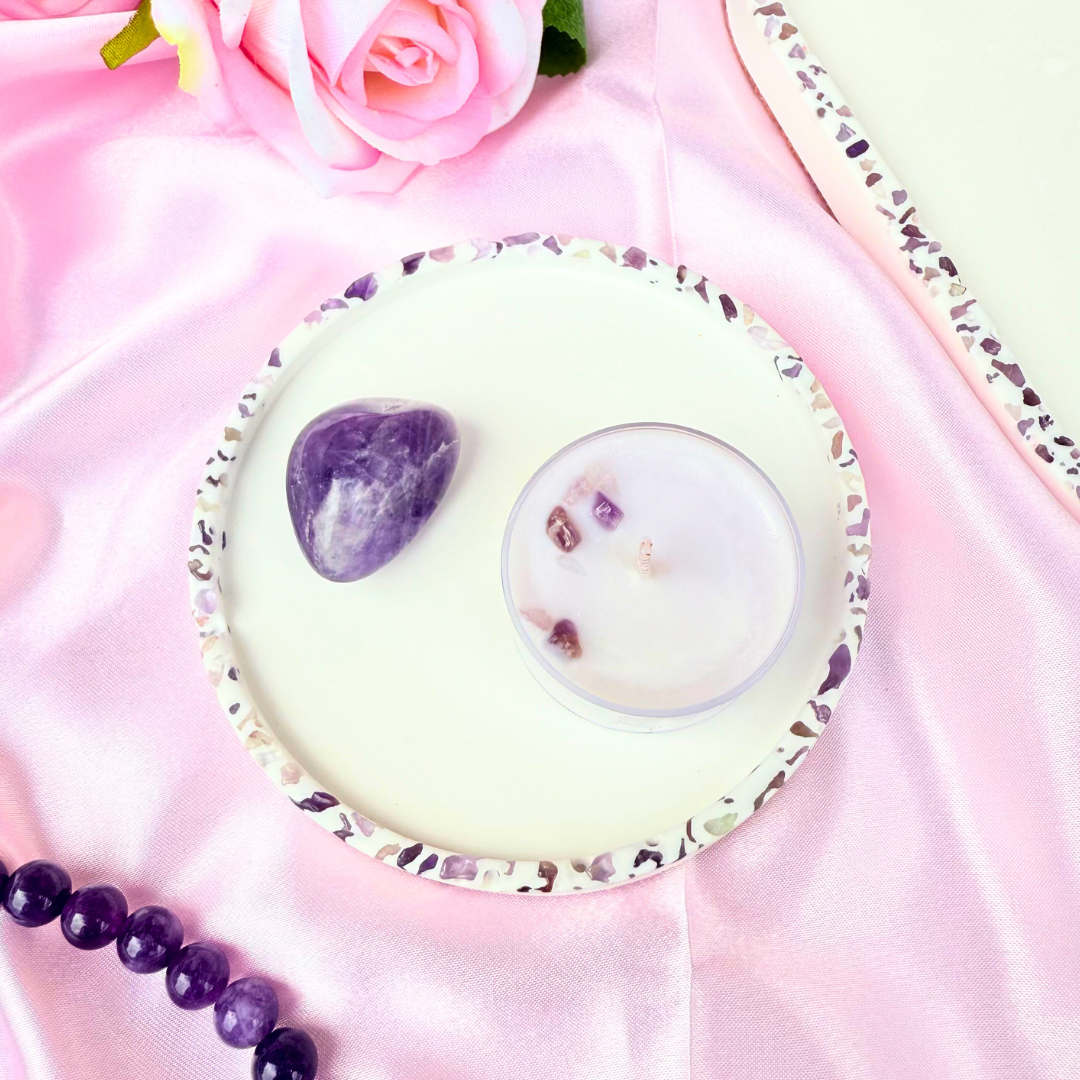 Amethyst-Edged Round Tray