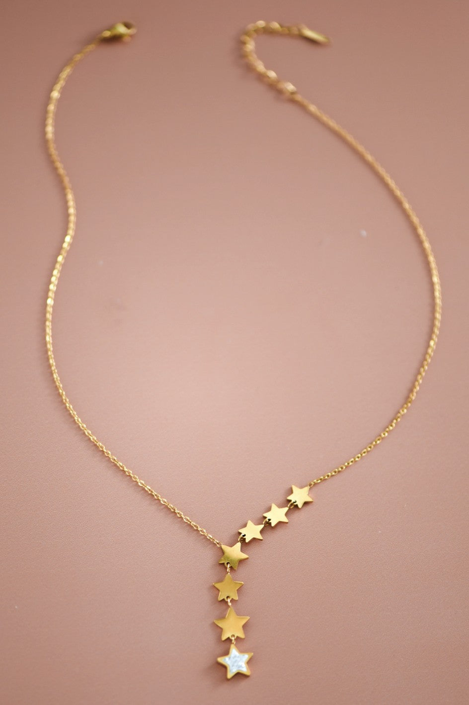 Celestial Gold Star Cascade Necklace – 18K Gold Plated