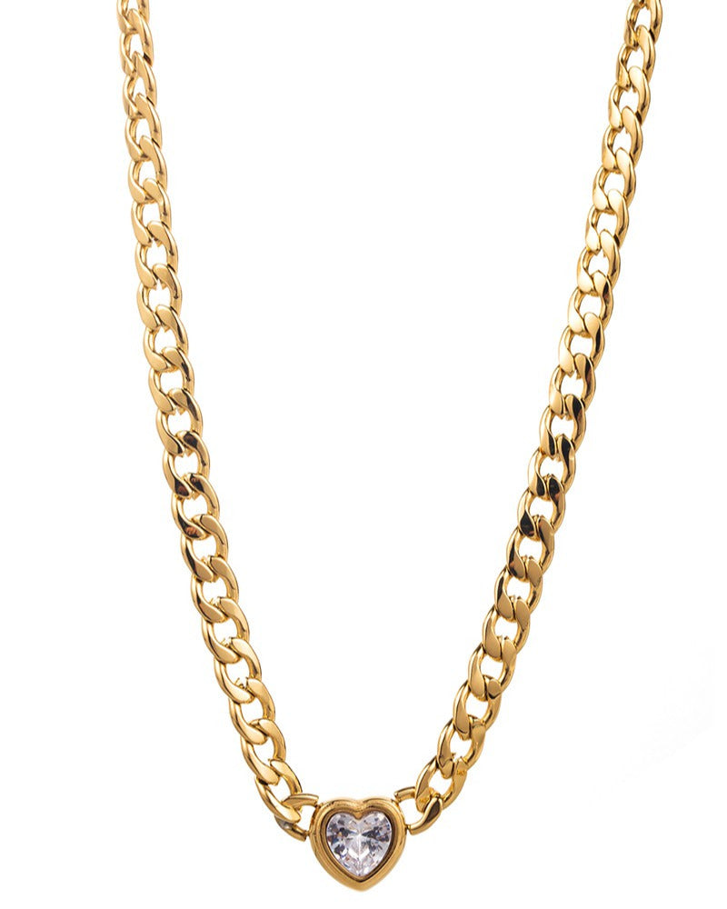 Curb Chain Heart Necklace