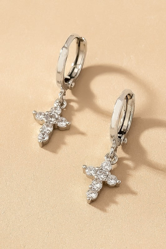Cross Hoop Earrings