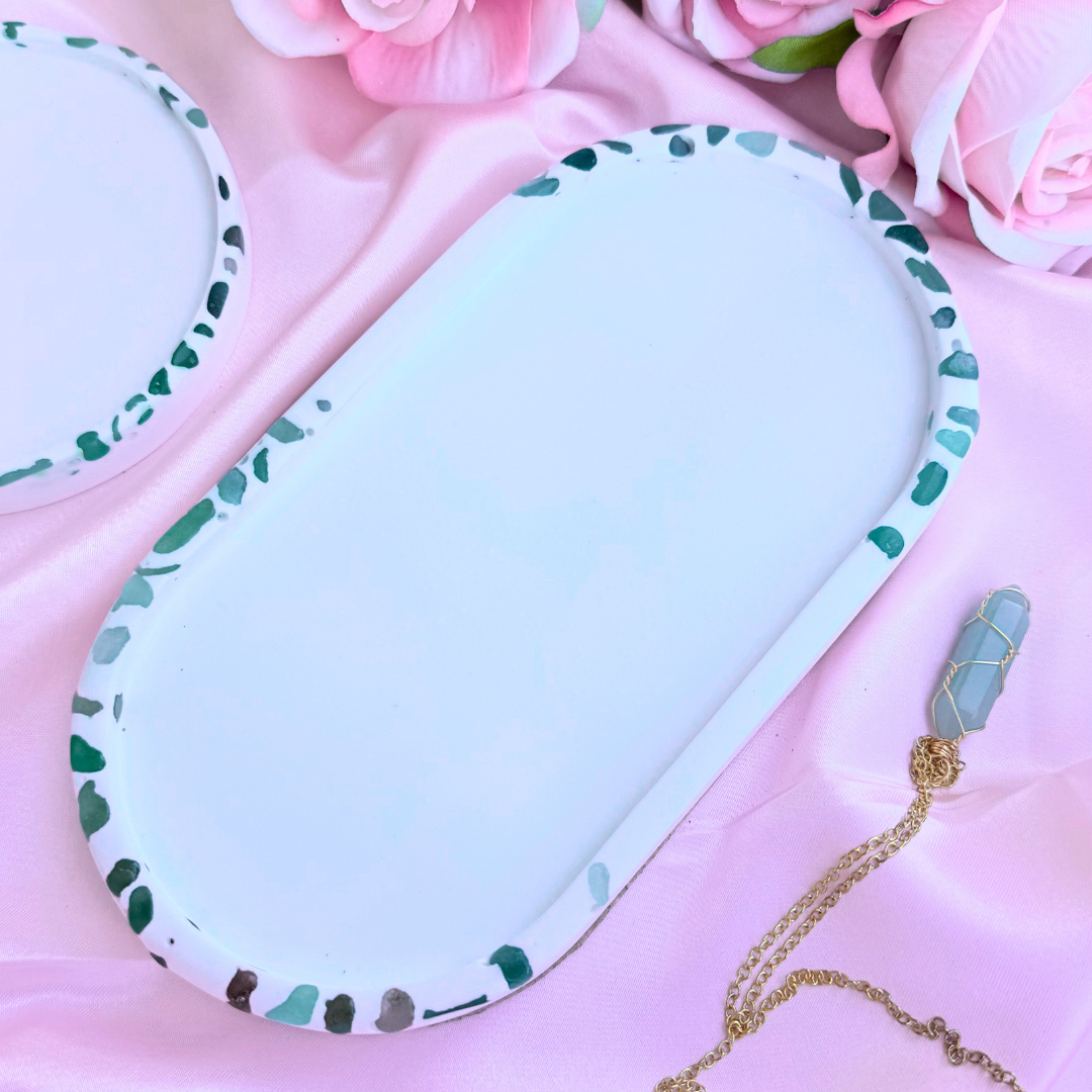 Green Aventurine-Edged Oval Tray
