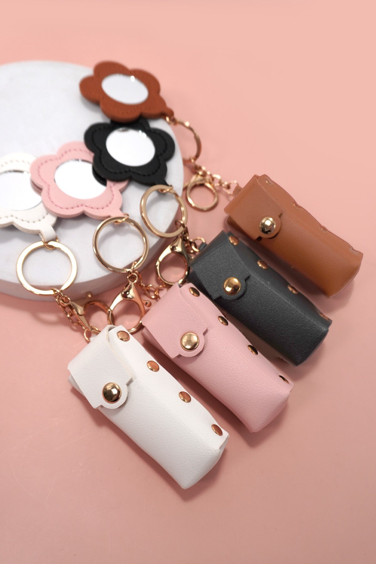 Vegan Leather Lip Bag Charm Keychains