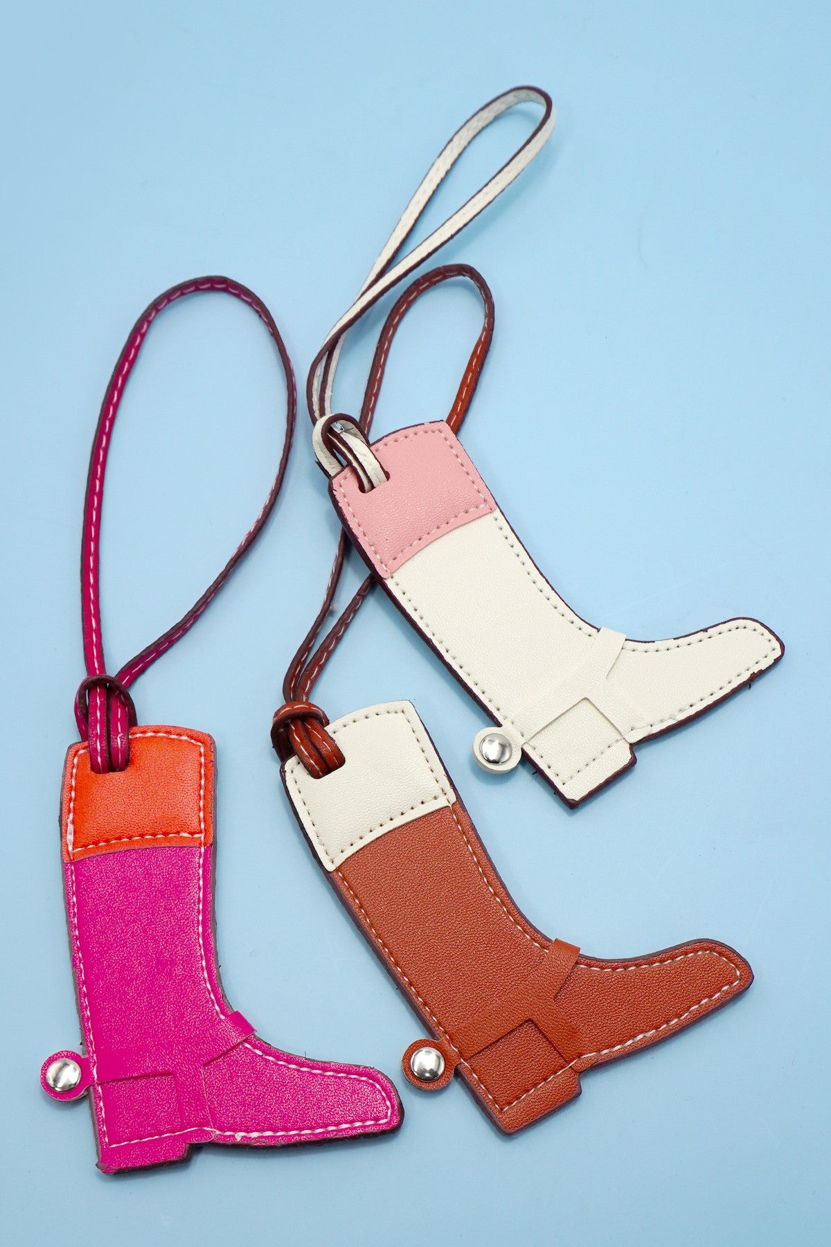 Vegan Leather Western Boot Bag Charm Keychains
