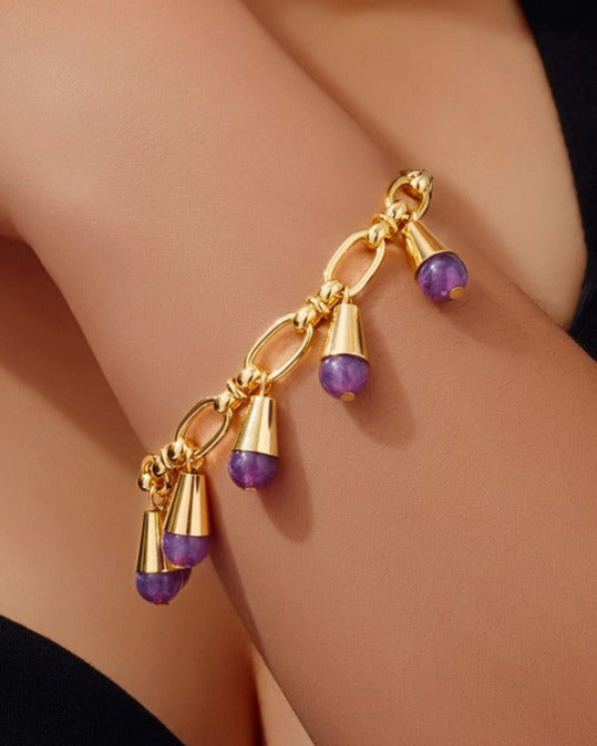 Amethyst Charm Drop Bracelet