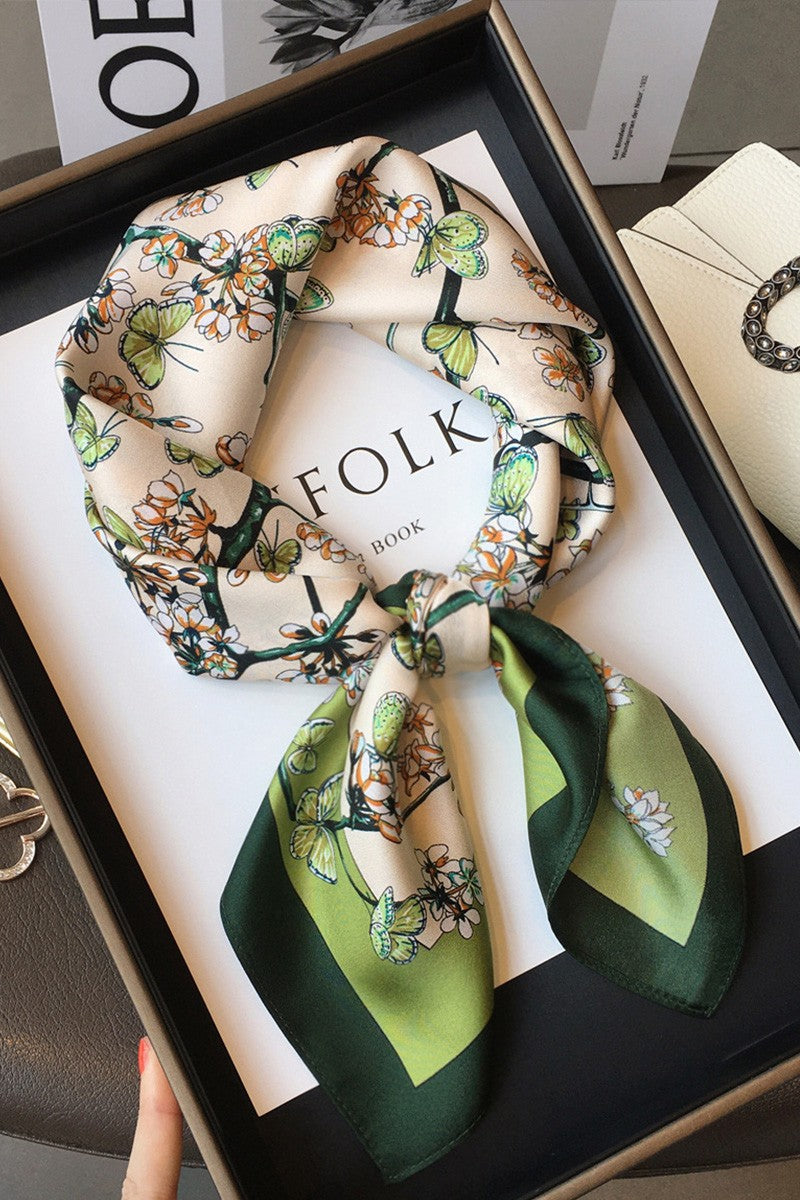 Silk Green Butterfly Scarf Bandana