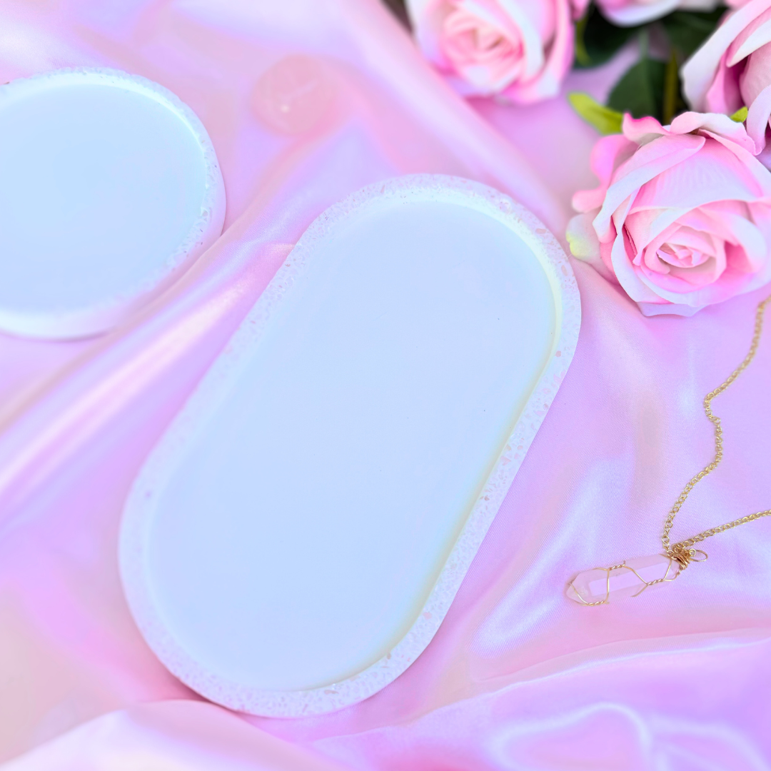 Rose Quartz-Edged Oval Tray