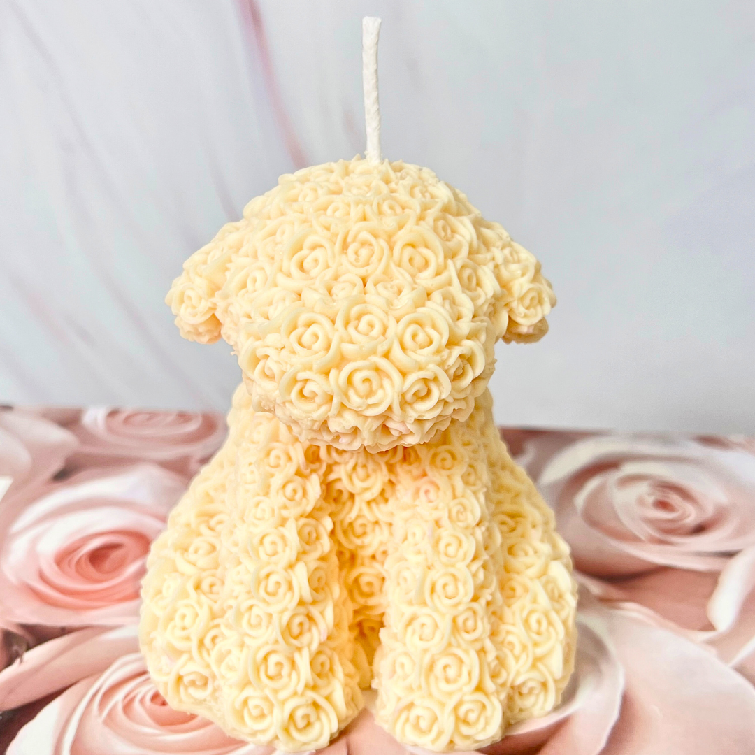 Rose Puppy Candle