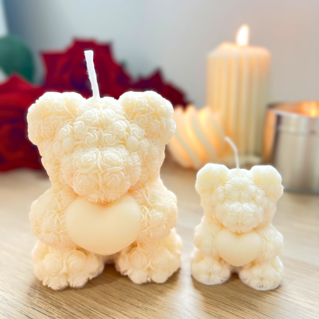Teddy Bear with Roses Candle