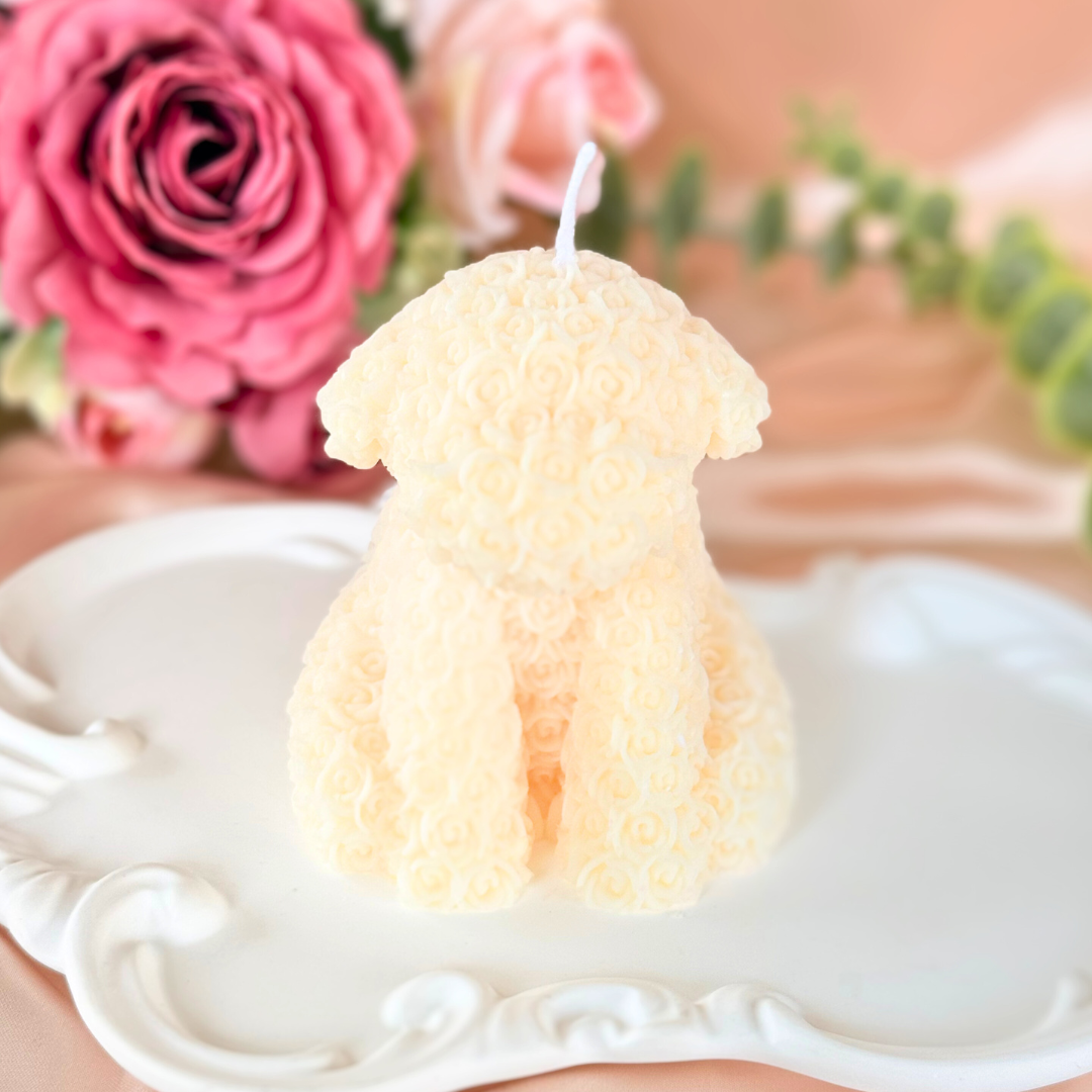 Rose Puppy Candle