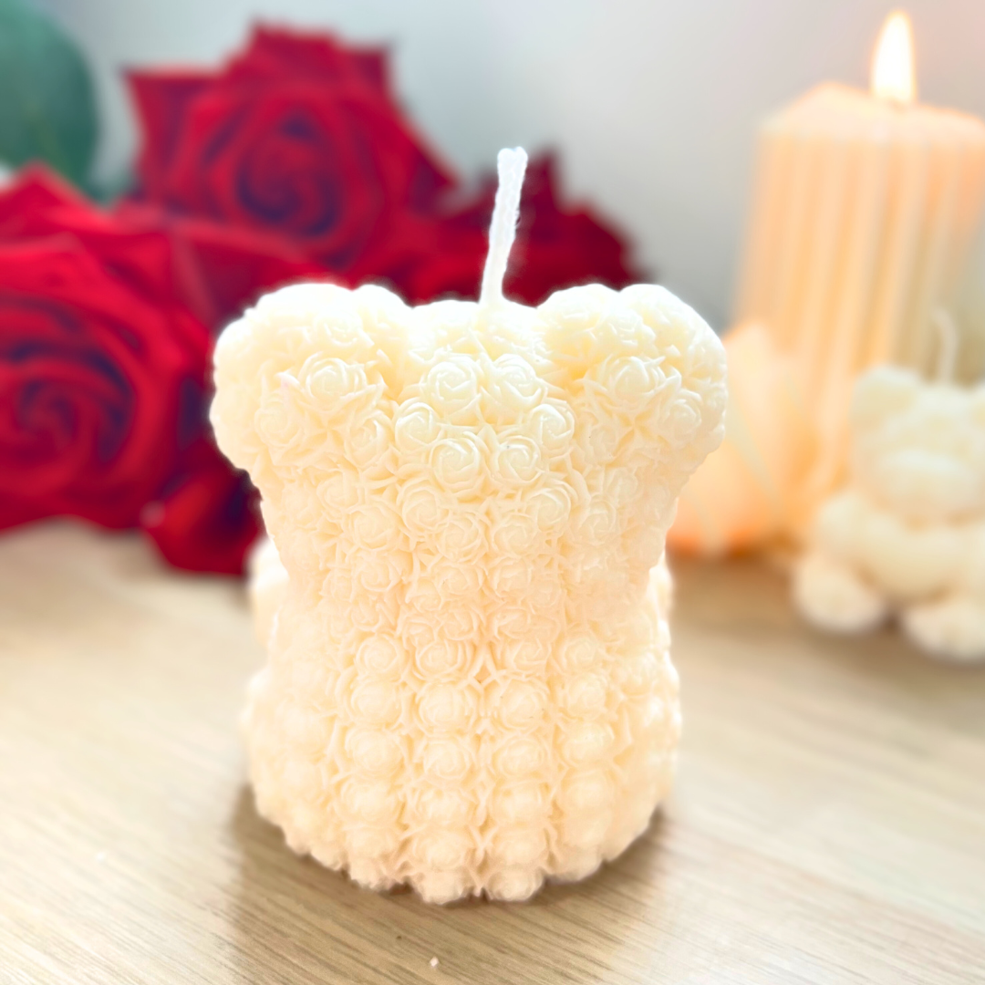 Teddy Bear with Roses Candle