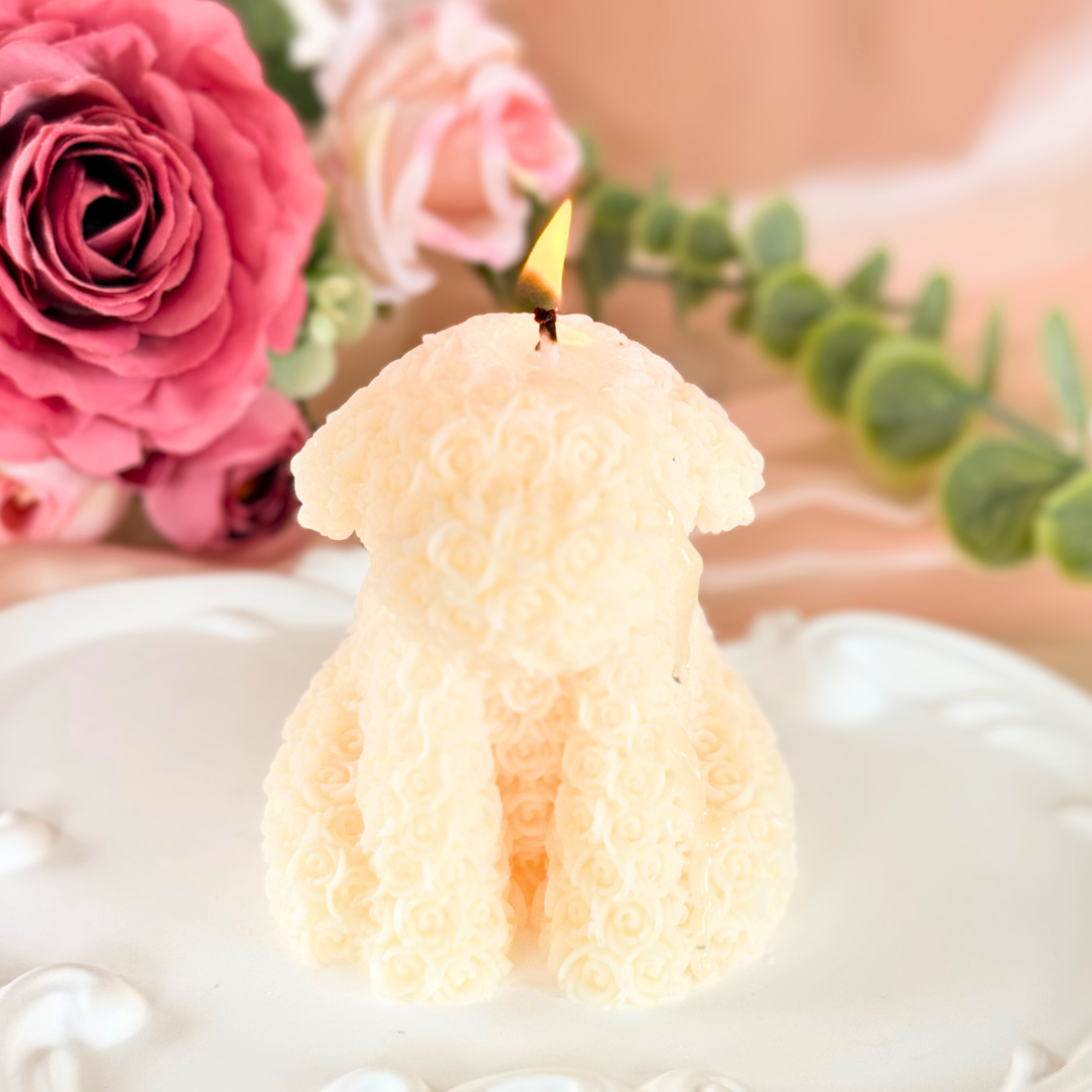 Rose Puppy Candle