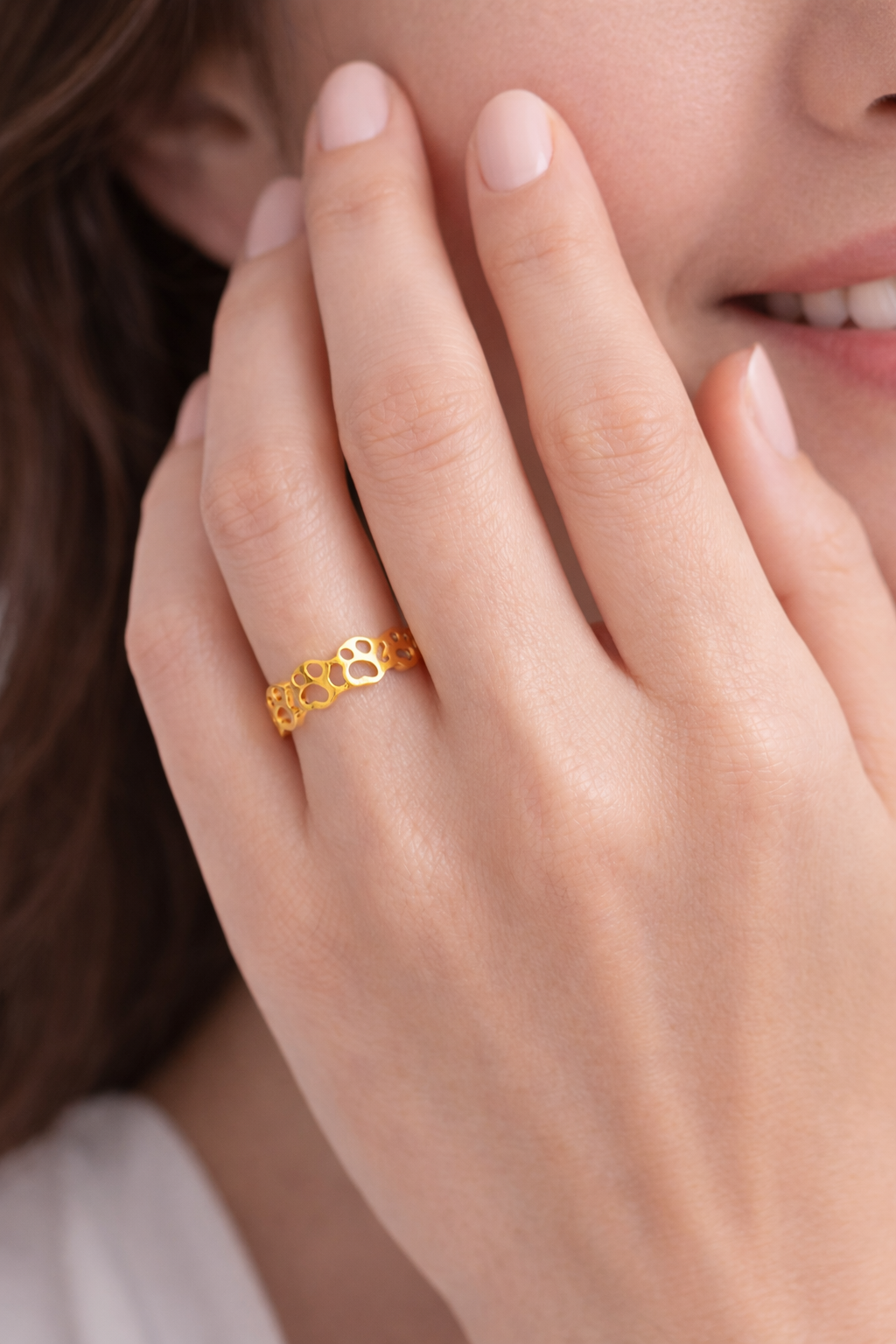 Golden Paw Charm Ring – Stainless Steel