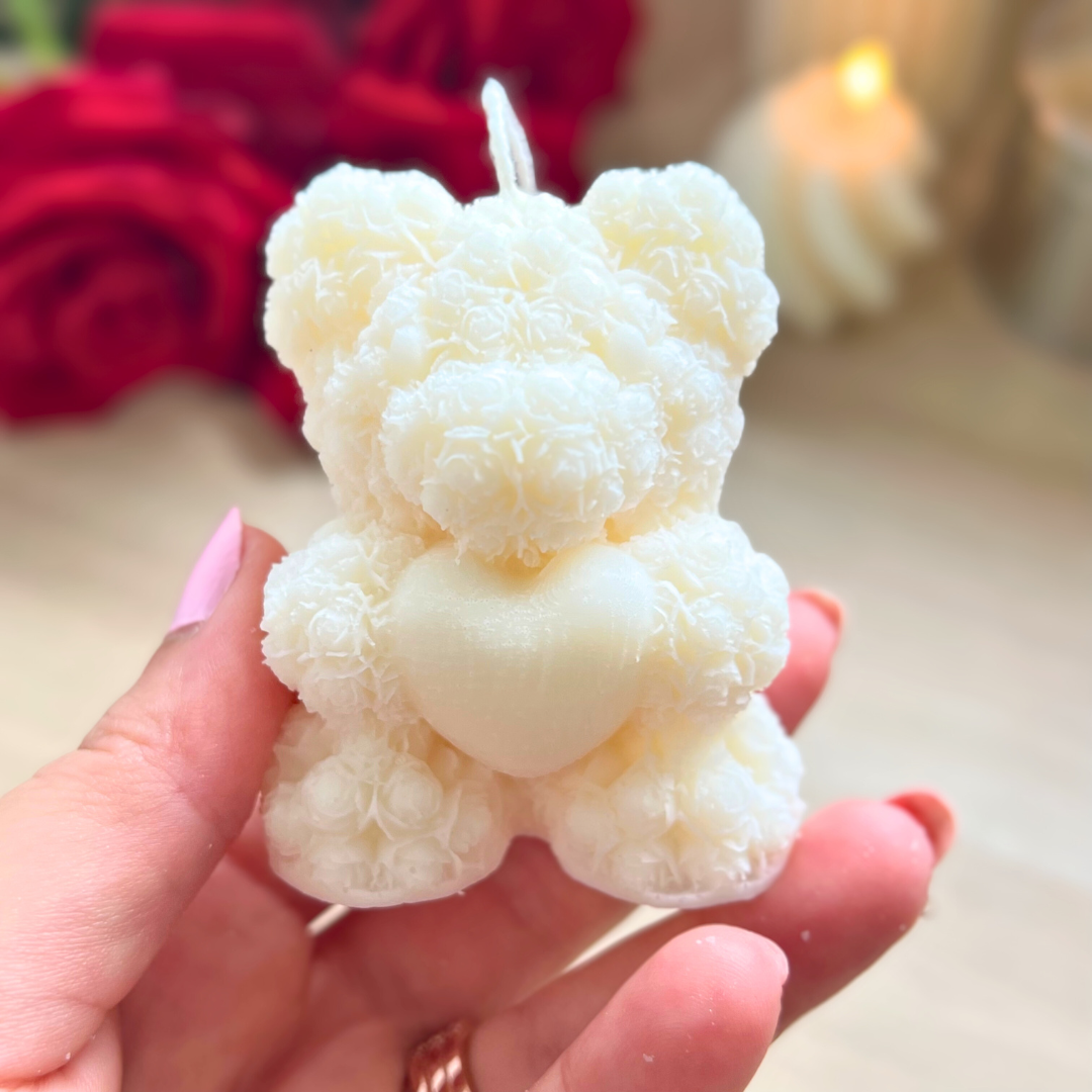 Teddy Bear with Roses Candle