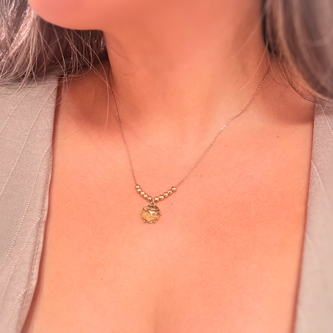 Hexagon Natural Stone Pendant Necklace