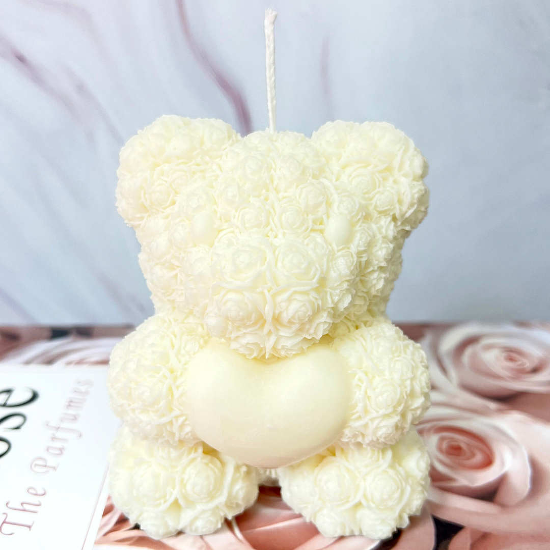Teddy Bear with Roses Candle