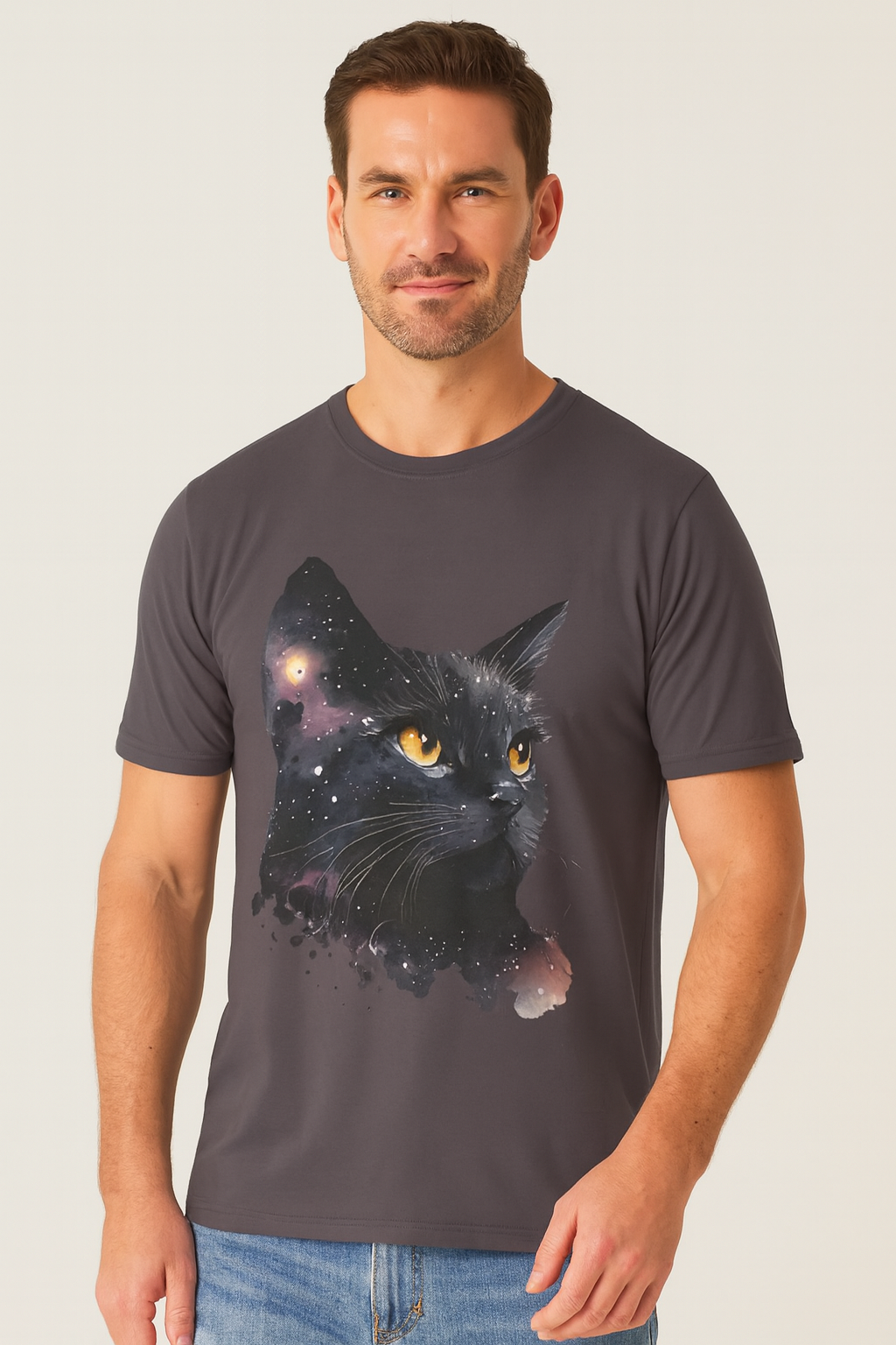 Galaxy Black Cat Unisex T-Shirt – Cosmic Cat Art Tee