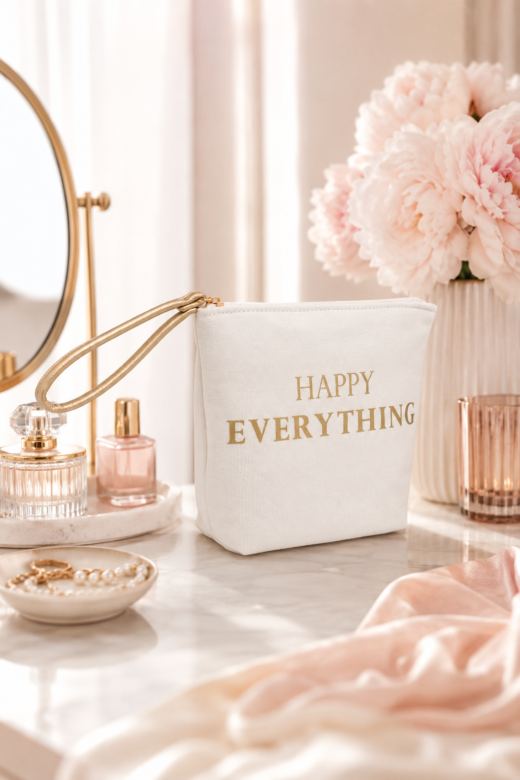 Happy Everything Canvas Wristlet Pouch