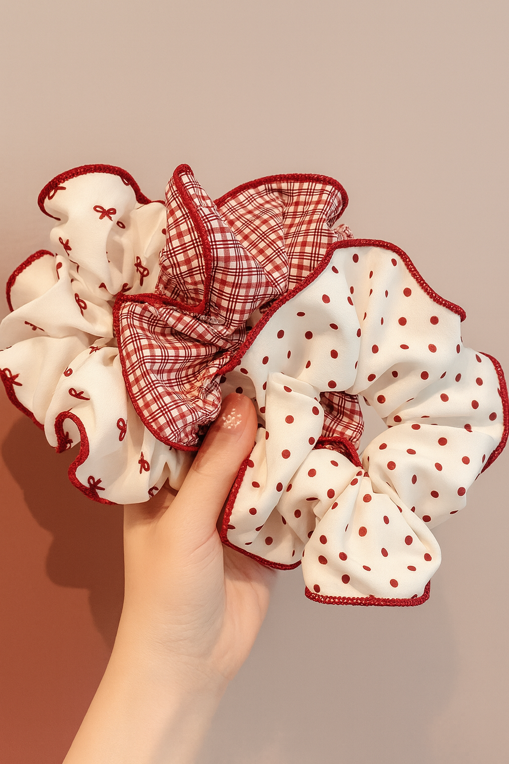 Red Cute Hair Scrunchies (3-Pack)