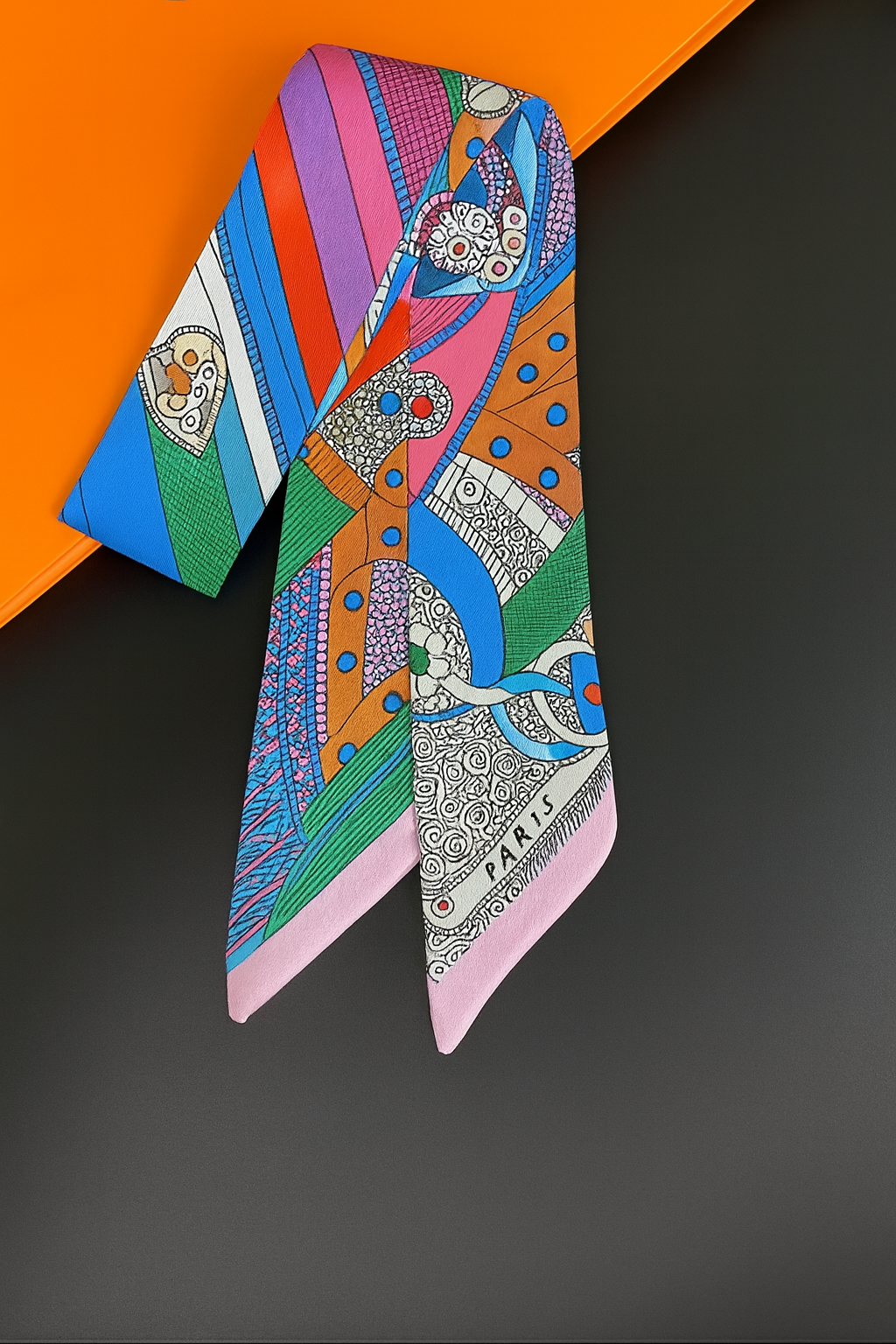 Paris Mosaic Silk Twilly Scarf