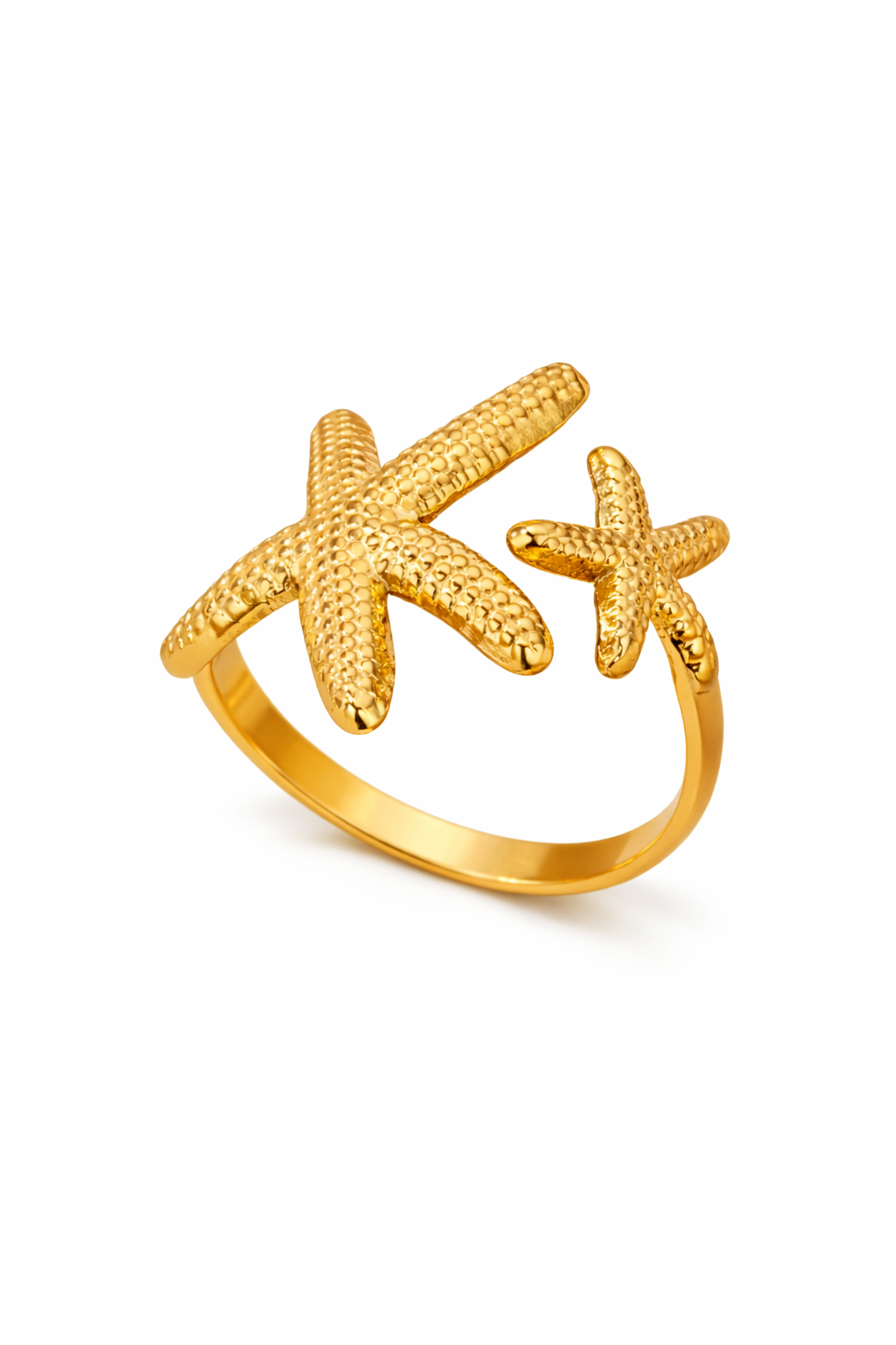 Golden Starfish Adjustable Open Ring