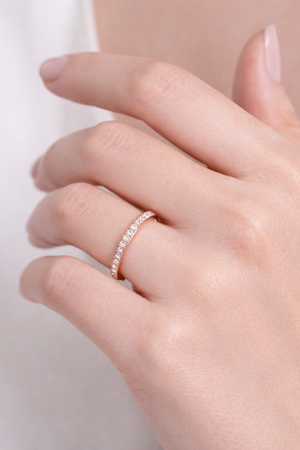 Rose Gold Spark Slim Band Ring – Sterling Silver 925