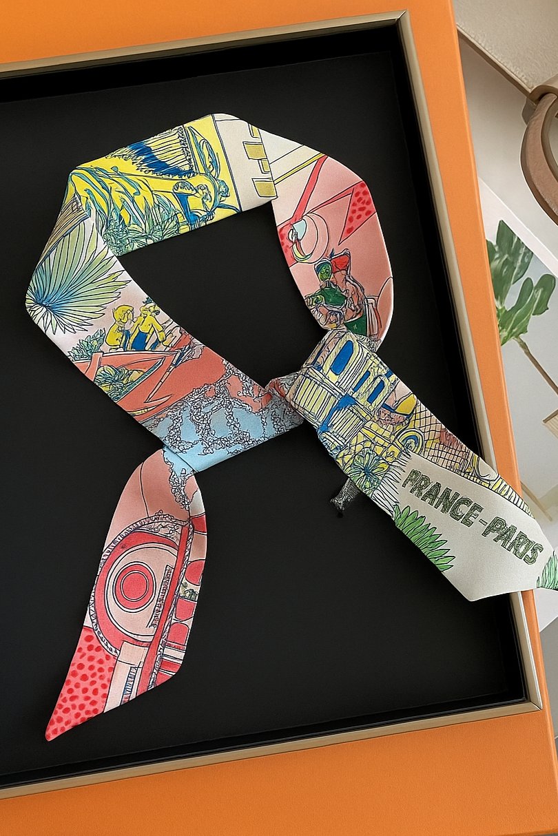 Paris Voyage Silk Twilly Scarf