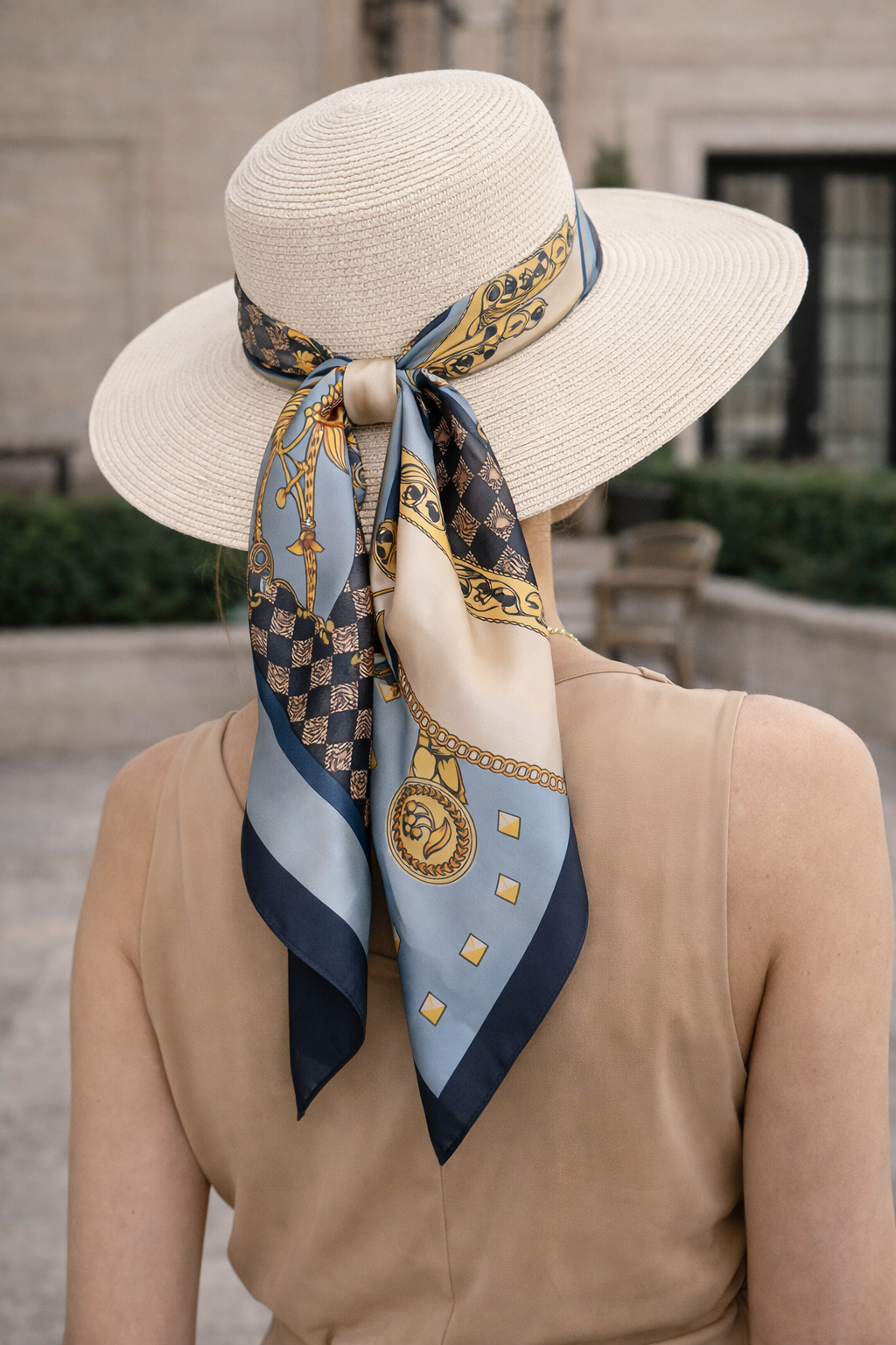 Azure Chain Silk Scarf