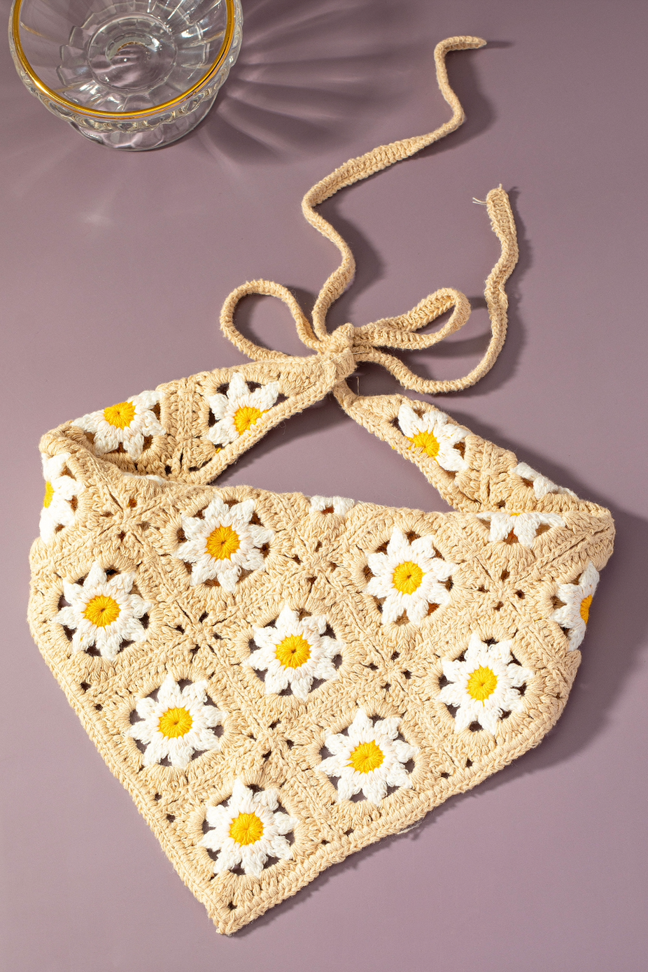 Crochet Headscarf Bandana – Handmade Flower Pattern