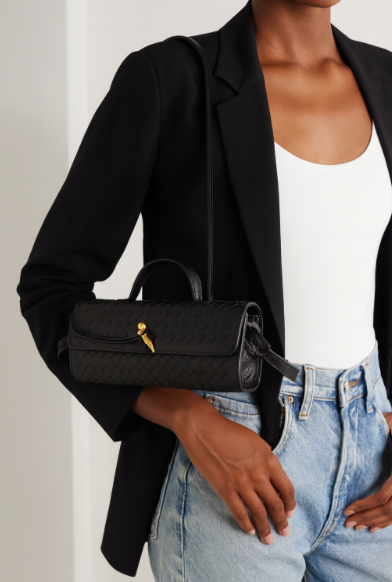Elegant Woven Faux Leather Top Handle Clutch