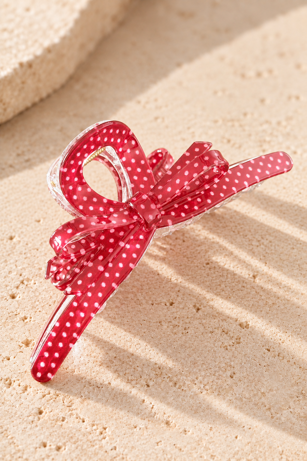 Polka Dot Bow XL Hair Claw Clip β Sheer Statement Hair Accessory