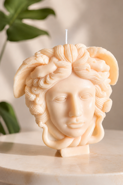 Medusa Sculptural Candle – Large Greek Goddess Decor