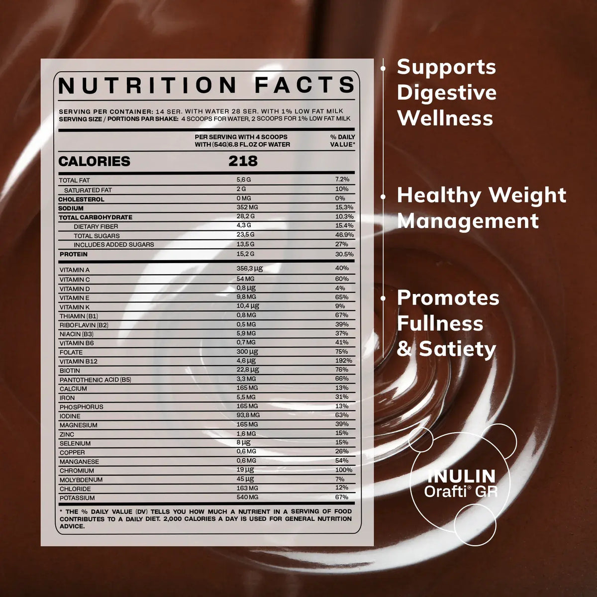 Nutriplus Shake Velvet Chocolate by Farmasi – official product image 2