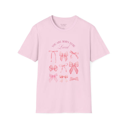 Pink Bow Aesthetic Unisex T-Shirt – You Are Born to Be Loved Tee