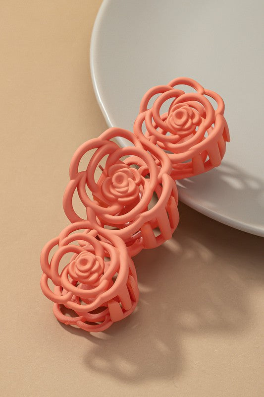Large Cutout Rose Hair Claw Clip