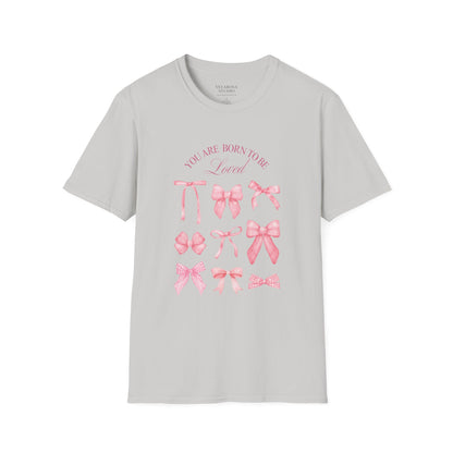 Pink Bow Aesthetic Unisex T-Shirt – You Are Born to Be Loved Tee