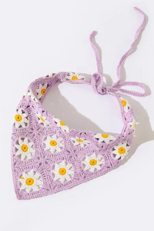 Crochet Headscarf Bandana – Handmade Flower Pattern