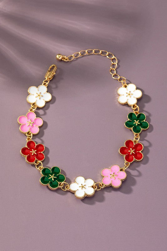 Multi Color Enamel Flower Bracelet