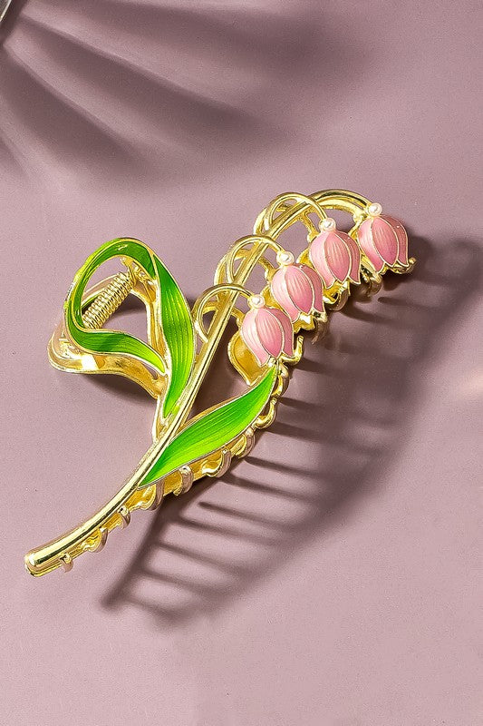 Golden Bloom Metal Flower Hair Claw Clip
