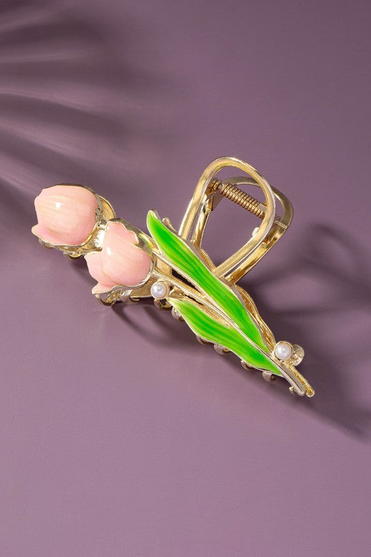 Golden Bloom Metal Flower Hair Claw Clip