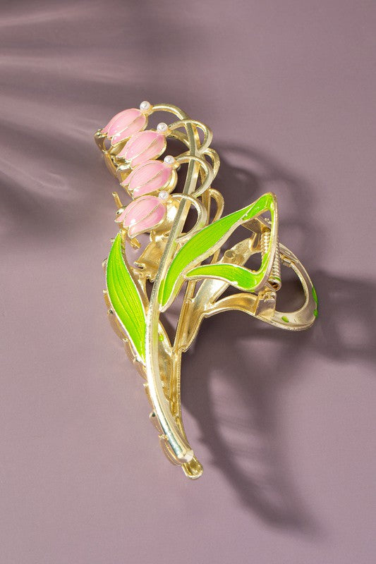 Golden Bloom Metal Flower Hair Claw Clip