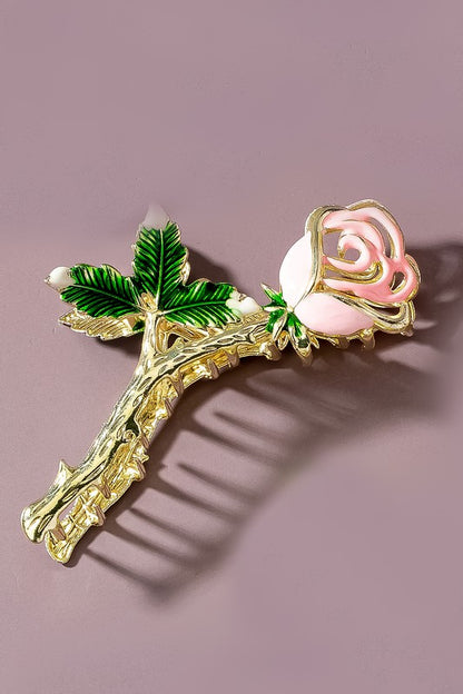 Golden Bloom Metal Flower Hair Claw Clip