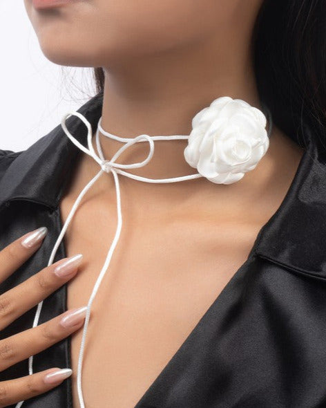 Carmelia Flower Suede Choker Necklace