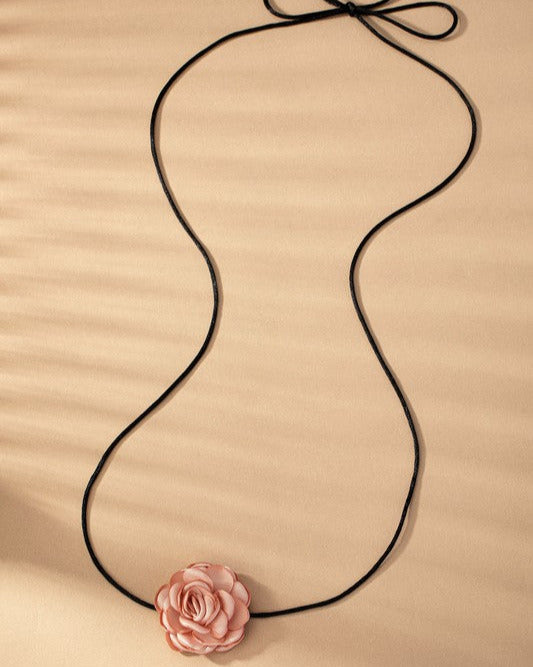 Carmelia Flower Suede Choker Necklace