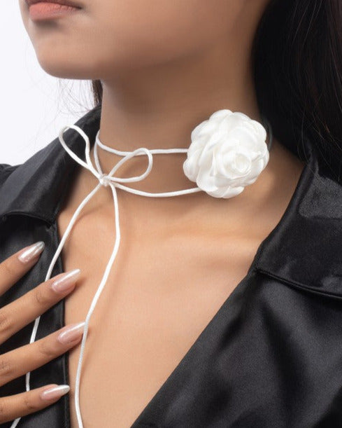 Carmelia Flower Suede Choker Necklace