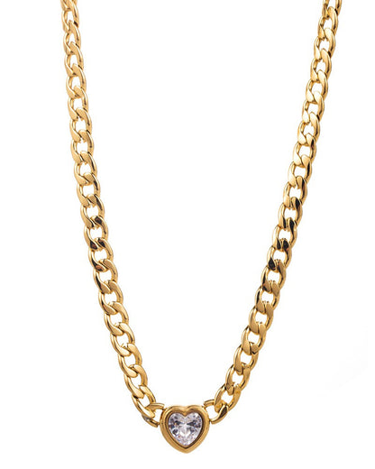 Curb Chain Heart Necklace