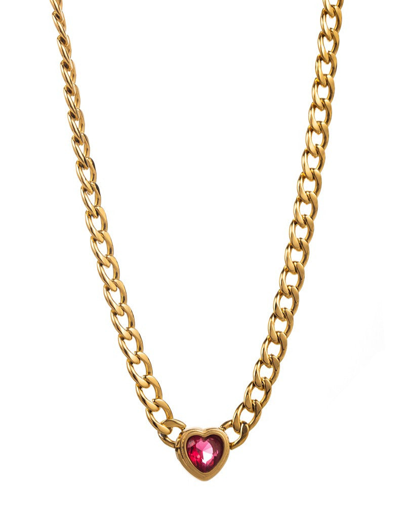 Curb Chain Heart Necklace