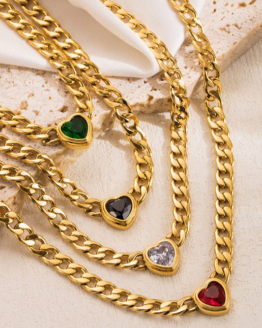 Curb Chain Heart Necklace