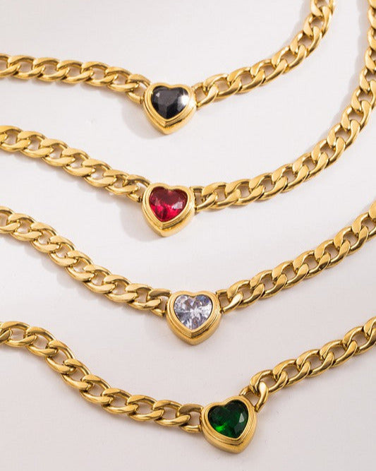 Curb Chain Heart Necklace