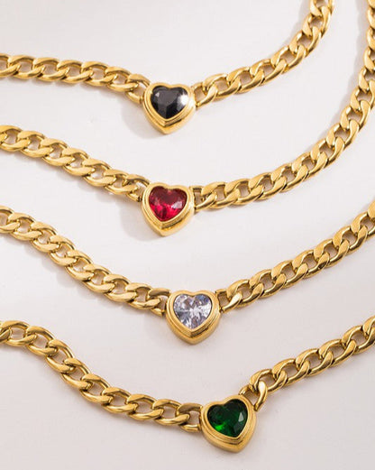 Curb Chain Heart Necklace